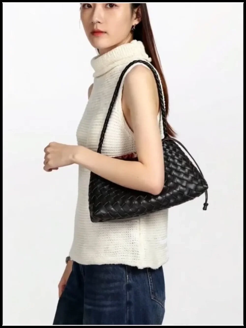 Faux Leather Woven Hobo Bag Handwoven Shoulder Tote Slouchy Braided Purse